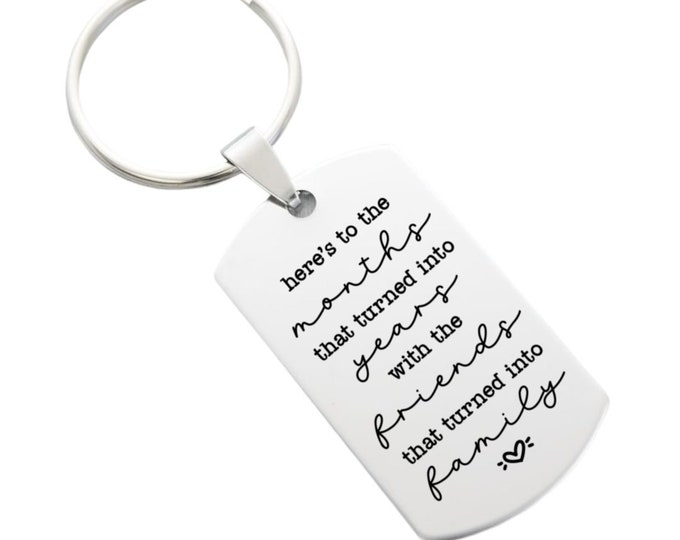 Here's to the Months To Years Friends into Family Friendship Best Friend Custom Key Chain - Back can be Personalized