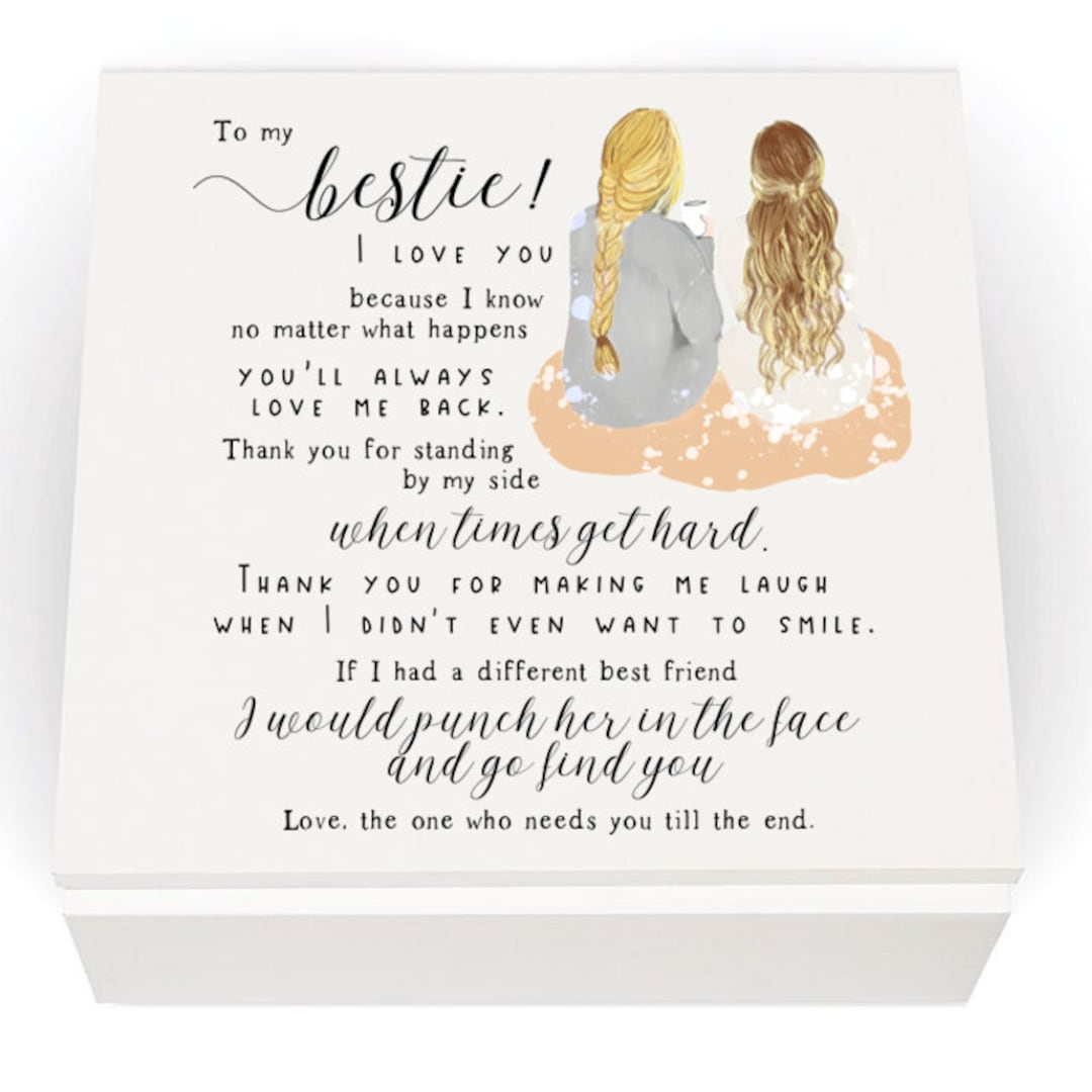  To My Bestie Letter to Best Friend Friendship White Trinket Jewelry Box ...