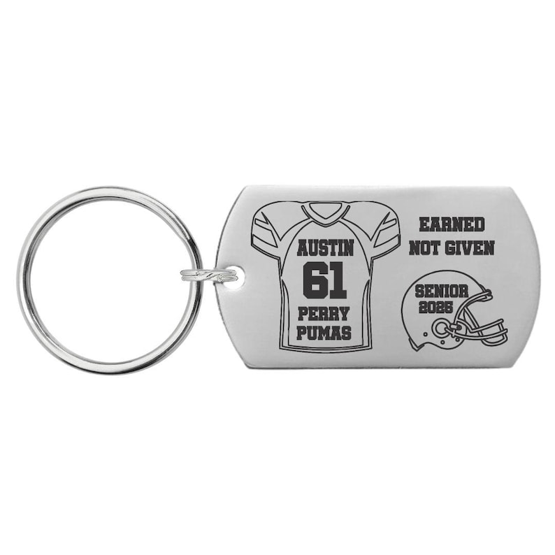 Personalized Football Team Player Jersey Helmet Key Chain Gift End of