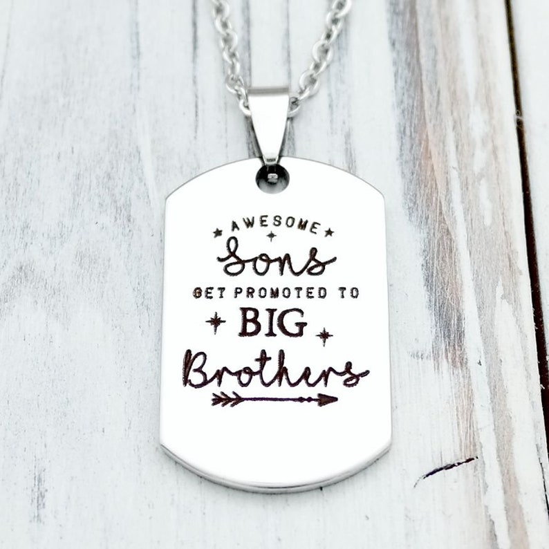 Promoted to Big Brother Personalized Engraved Dog Tag Necklace
