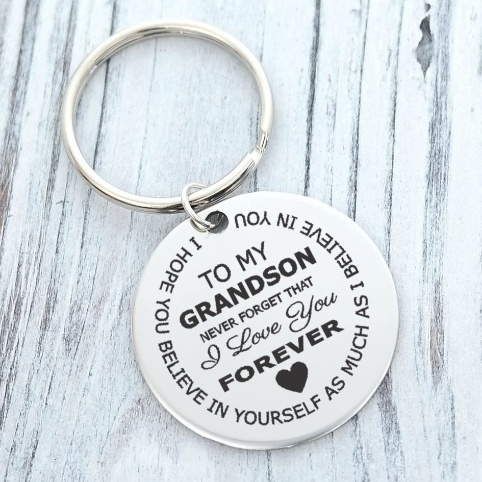 Porte-clés 'To My Grandson' - Souvenir Inspirant 'Remember Whose You Are' - Meimimix