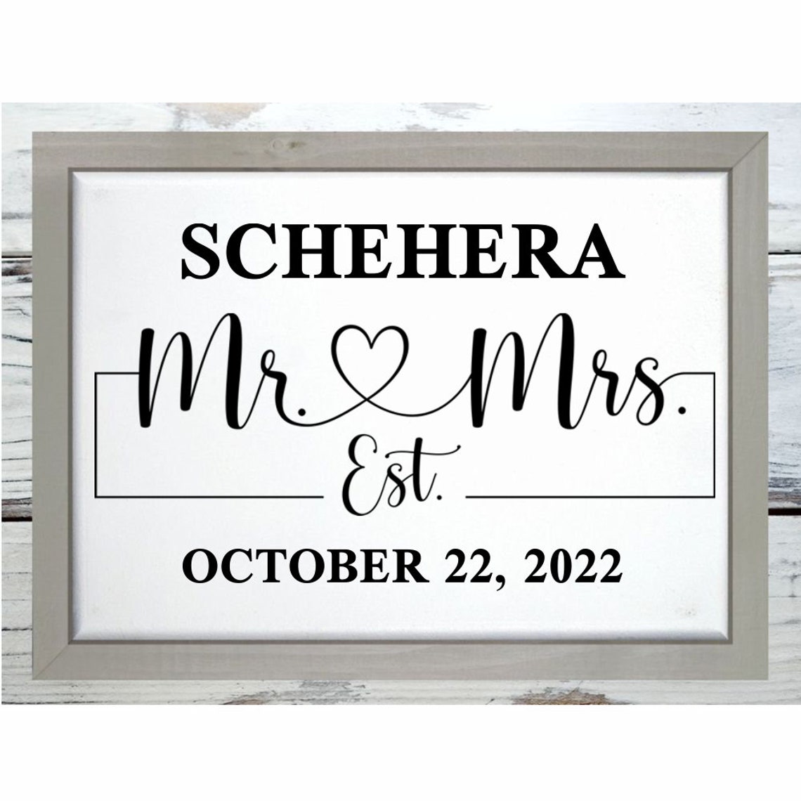 Mr and Mrs Established Gift Name Custom Personalized Framed Etsy