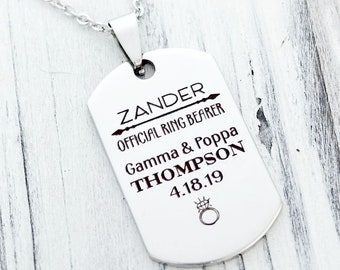 Ring Bearer Wedding Personalized Engraved Dog Tag Necklace