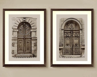 2 set Arch Doors, Architecture drawings, architectural prints, classic decor, vintage architecture art, portal architecture, 20x30 inch