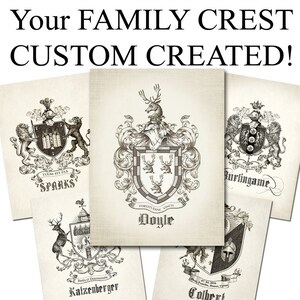 CUSTOM Family Crest wedding Crest surname Coat of Arms BIG CREST Home
