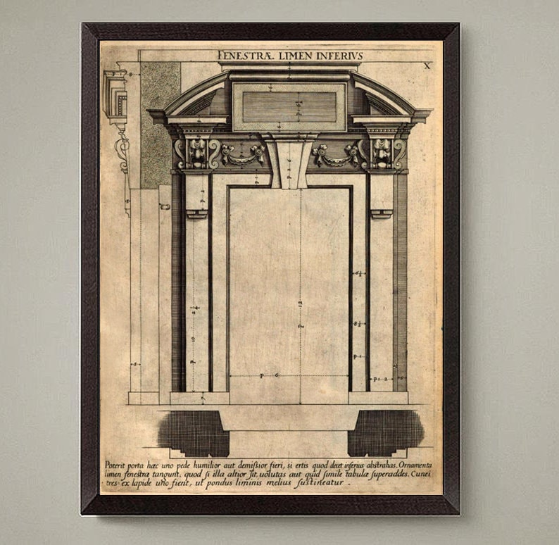 Architecturale prints Europese gevel, set van 4, klassiek woondecoratie afbeelding 5