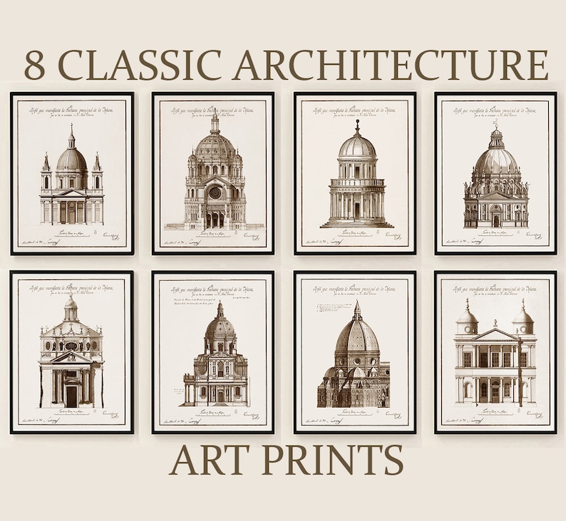 ALL 8 PRINTS One Low Price Classic Architecture Art Prints. Etsy