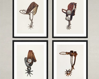 "Pferdespuren, ""Pferdespuren"" Print Set, Vintage Sattel Dekor."