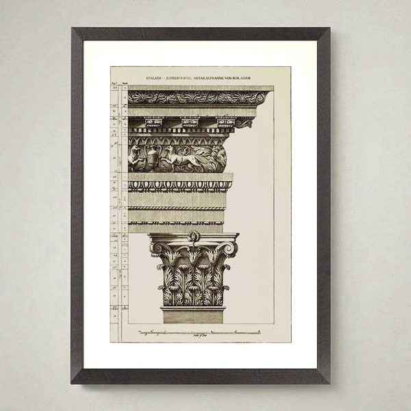 Italian Architecture print, Jupiter Temple capital print, architectural art decor, architectural column, ancient Rome, Ionic Capital