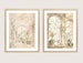 2 Set Vintage Drawing art prints. 1700's Architectural sketch Courtyard Palace and Archway. Rose gold wall decor, great house warming gift. 