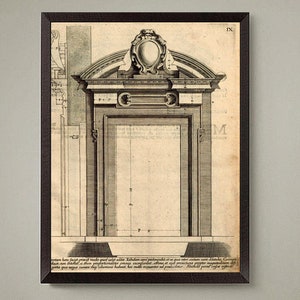 Architecturale prints Europese gevel, set van 4, klassiek woondecoratie afbeelding 4