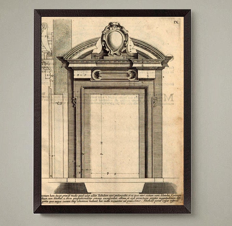 Architecturale prints Europese gevel, set van 4, klassiek woondecoratie afbeelding 4