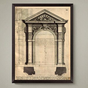 Architecturale prints Europese gevel, set van 4, klassiek woondecoratie afbeelding 2