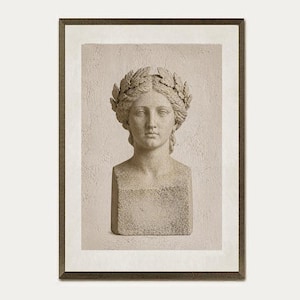 Print of ancient female bust , beautiful  Greek / Roman sculpter, neoclassical art print, historical drawings, Classic architecture