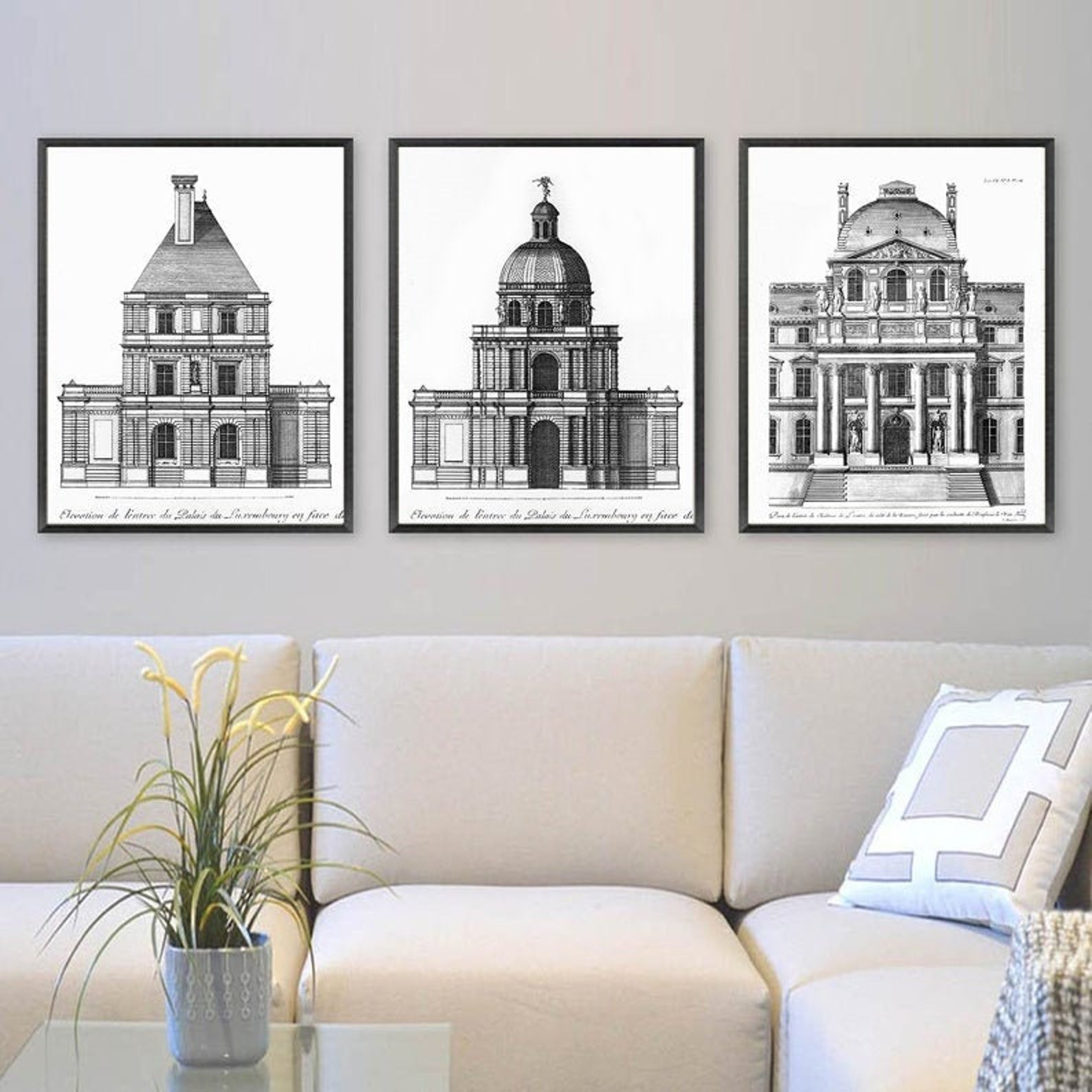 3 set Architectural Art Prints Architecture Etsy