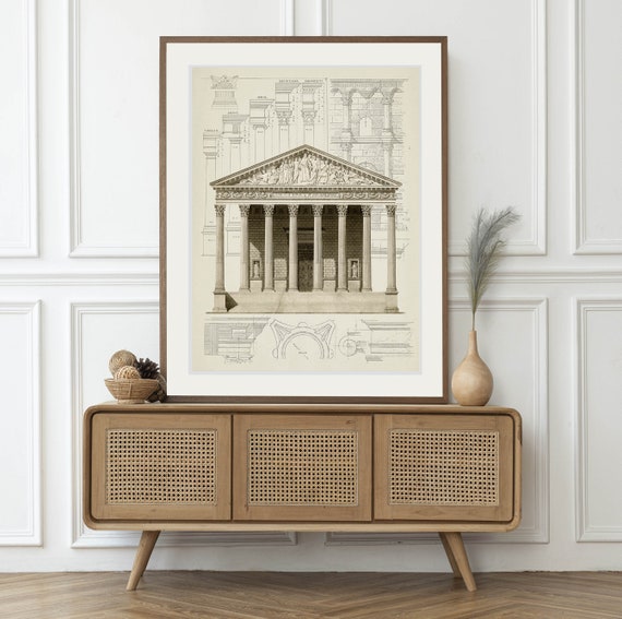 Classic Architecture Drawing, Architecture Print, Art Print Home