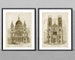 Classic Architecture drawings, 2 set architectural prints, classic decor,housewarming gift, vintage arhitecture art, Cathedrals architecture 