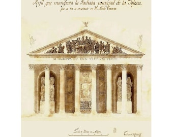 Classic Architecture Art Prints, Set of 4, Vintage Home Decor