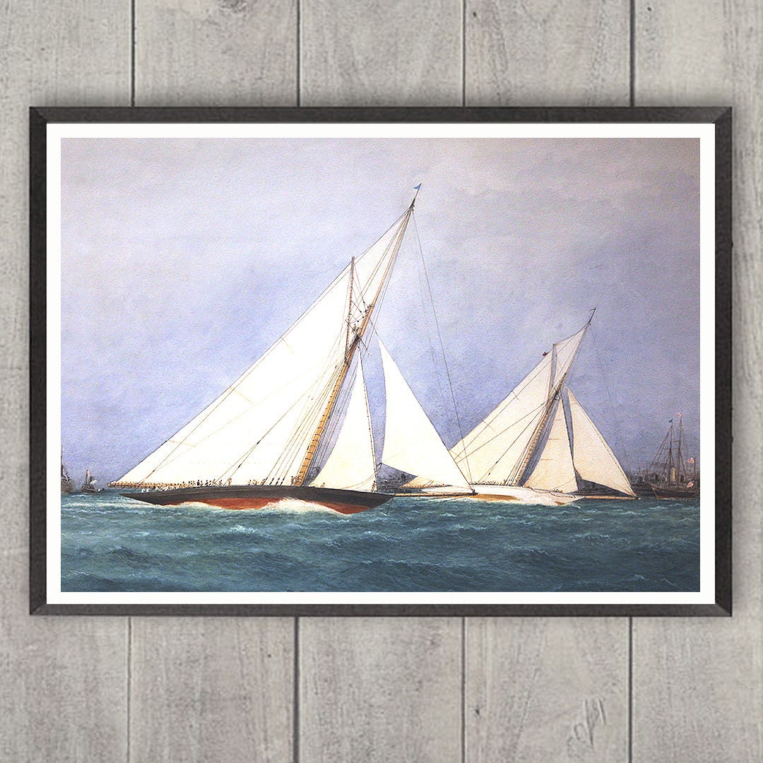 Picture Peddler America's Cup Race Educational Sail Boats Chart Print  Poster 24x36