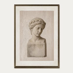 Print of ancient female bust , beautiful  Greek / Roman sculpter, neoclassical art print, historical drawings, Classic architecture