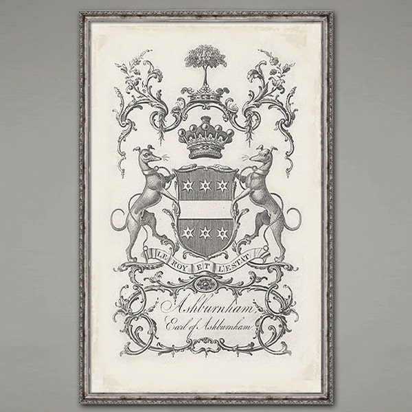 Family crest Heraldic coat of arms 18th century family crest. 11x17 or 16 x 24 inch. No.3 in a series of 6 prints. Buy 4 get 2 FREE!