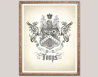 Your Family Crest, Heraldic Coat of Arms, wall hanging, Custom Family Crest, Wedding Crest, Surname coat of arms home decor 18 x 24 inch.