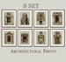 8 SET Architectural prints European facades, Portals wall prints, old drawings, classic wall art, office decor, great gift! 