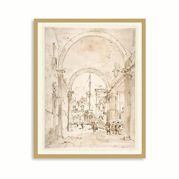 2 Set Vintage Drawing Art Prints. Italian Architectural Sketch - Etsy