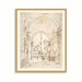 2 Set Vintage Drawing art prints. Italian Architectural sketch Courtyard Palace and Archway. Rose gold wall decor, Italian Decor 