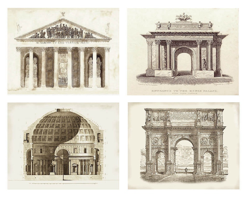 4 Set Classic Architecture Art Prints. European Architectural Etsy