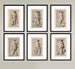 6 Engravings Greek and Roman Figures, neoclassical art prints, historical drawings, Classic architecture home decor or office decor 
