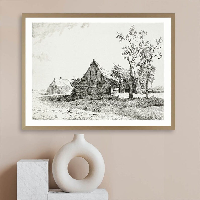 Old Barn Drawing Print, Country Farmhouse Art - Etsy
