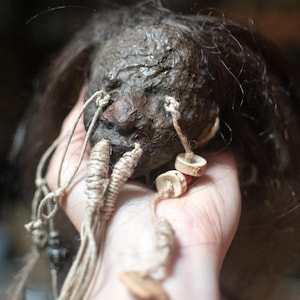 Old handcrafted Jivaro shrunken head