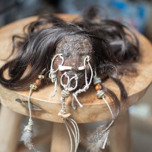 Old handcrafted Jivaro shrunken head