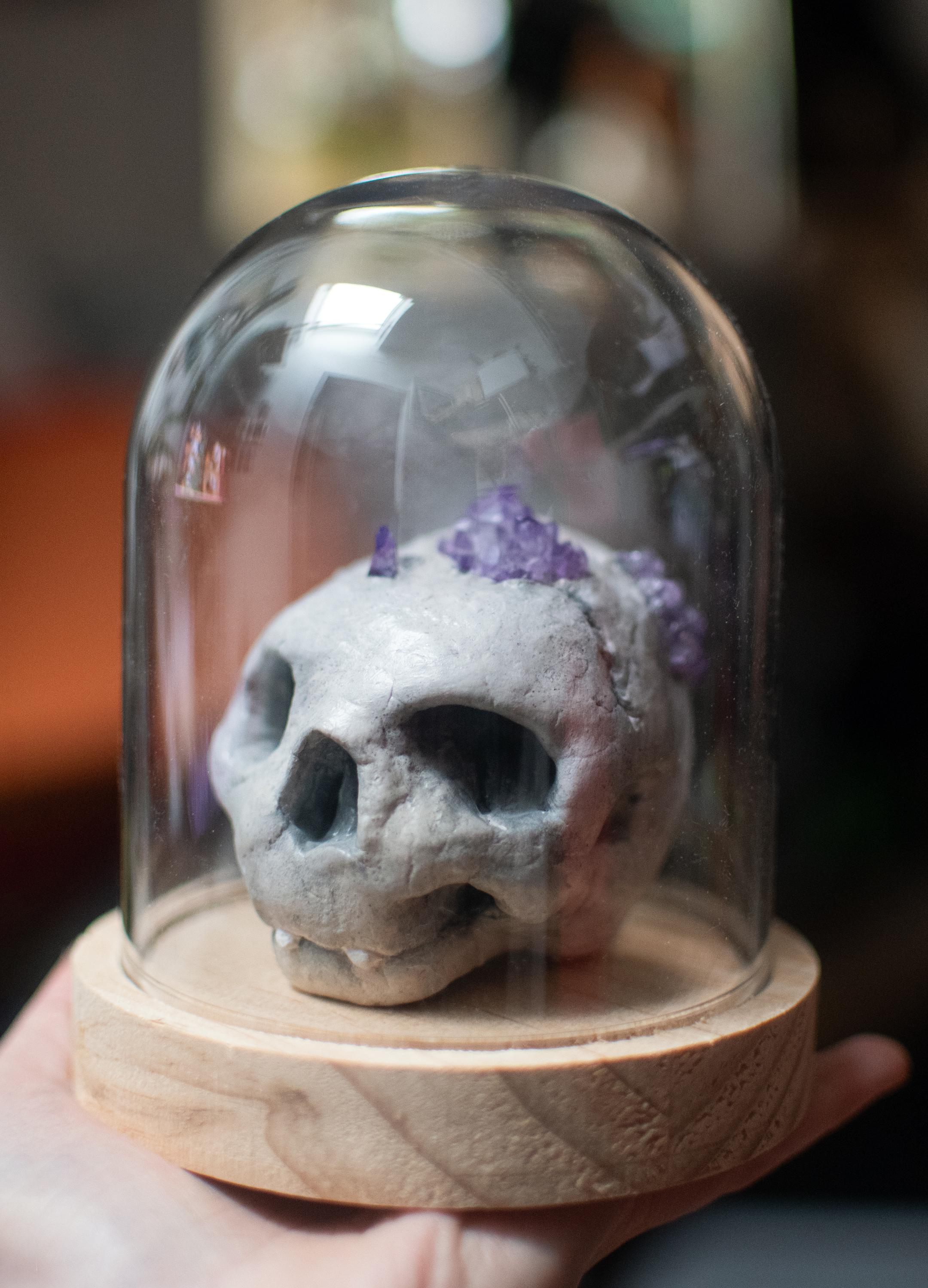 Pendentif Crâne En Améthyste à Chevron - Naturosphère - Neuf Avec Étiquettes - Pierre Naturelle Violette