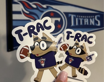 Tennessee Football T-Rac Raccoon Mascot Sticker B*l*u*e*y* Style Sticker Car Decal