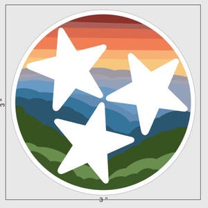 Great Smoky Mountain Tennessee Tri-Star Vinyl Decal Sticker