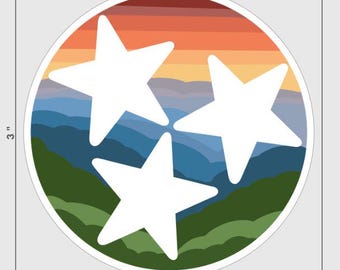 Great Smoky Mountain Tennessee Tri-Star Vinyl Decal Sticker