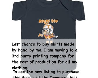 Baby Infant Short Sleeve Onesie  Tennessee Dog Rocky Top Football Version