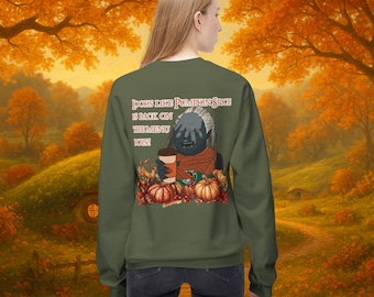 Adult Unisex MidweightCrewneck Sweatshirt- Looks like Pumpkin Spice is Back on the Menu Boys LOTR fall sweatshirt