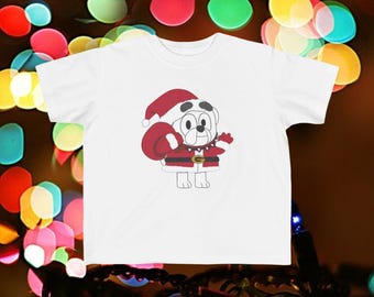 Toddler's Fine Jersey Tee College Mascot Bulldog Christmas Santa Dog