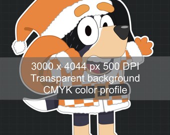 Set of 4 digital clipart images PNG format College Football Tennessee Dog Santa Version Happy Volidays- 1 year UNLIMITED use license