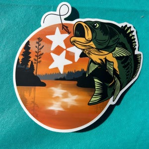 Bass Fish Fishing Tennessee State oranje driesterrensticker autosticker / gratis verzending voor bestellingen 55+ GRATIS VERZENDING55