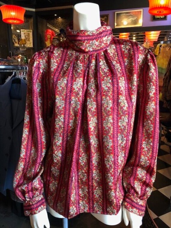 80s Laura and Jayne Floral Blouse