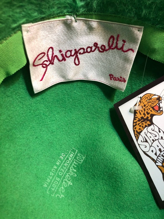 Vintage Elsa Schiaparelli Hat - Bright Green Fuzz… - image 8