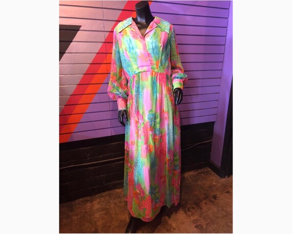 70s Sheer Floral Dress