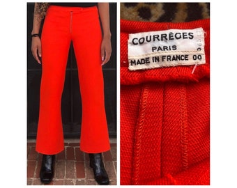 Vintage 60s / 1960s Tangerine Orange Red Mod Space Age Pants by Andre Courreges Paris