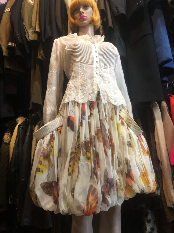 2005 Alexander McQueen butterfly print bubble skirt