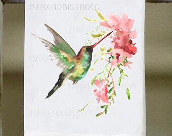 MOYYO Hummingbirds Hibiscus Flowers Hand Towels Soft Highly Absorbent Large Hand Towels 15 x 30inch Fingertip Towels Bath Towel Multipurpose for Hand Face Bathroom Gym Hotel Spa