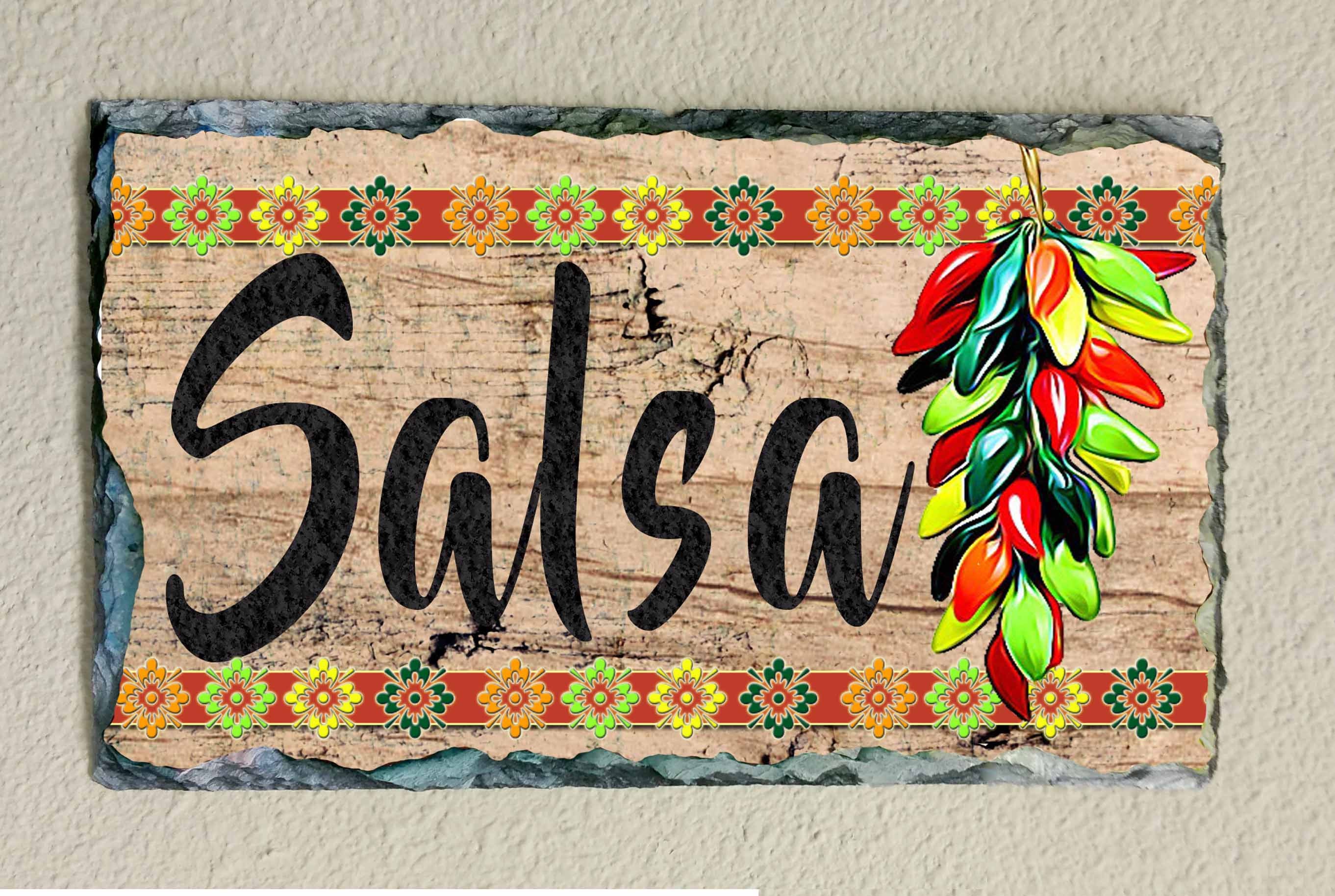Salsa Chili Pepper Southwest Slate Plaque Kitchen Decor Etsy
